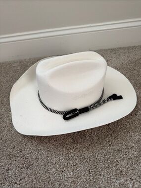 White Western Cowboy Hat with Black Braided Band